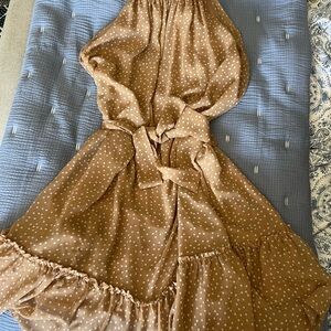 Tan and White Polka Dot Dress